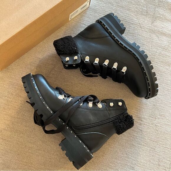 NWT Steve Madden Receptive Shearling Boot in Black 6 - Picture 2 of 7